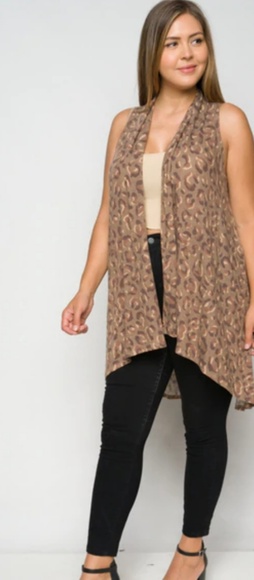 Plus - Animal Print Open Front Cardigan/Kimono - Picture 6 of 7